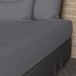 Drap housse en coton 57 fils 140x200 cm uni gris par soleil docre Drap housse en coton 57 fils 140x200 cm uni gris par soleil docre