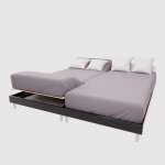 Drap housse tpr en coton 57 fils 2x70x190 cm uni gris par soleil docre