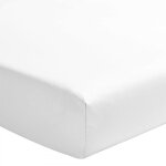 Drap housse uni 100% coton - bonnet 25cm - blanc - 160x200 cm