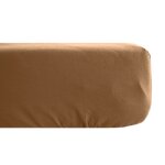 Drap housse uni 160x200 cm bonnet 35 cm percale de coton manoir marron cognac