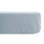 Drap housse uni 160x200 cm bonnet 35 cm percale de coton manoir bleu glacier