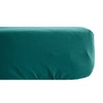 Drap housse uni 160x200 cm bonnet 35 cm percale de coton manoir bleu lagon