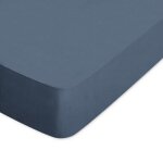 Drap housse uni 80x200 cm bonnet 30 cm coton alto bleu jean