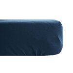 Drap housse uni 80x200 cm bonnet 35 cm percale de coton manoir bleu marine