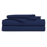 Drap plat - bleu marine - 180x290 cm - 100% coton - 57 fils / cm - lavable en machine