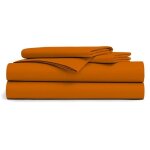 Drap plat - orange - 180x290cm - 100% coton - 57 fils / cm - lavable en machine