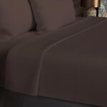 Drap plat en coton 57 fils 180x290 cm uni brun par soleil docre