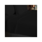 Drap plat en coton 57 fils 180x290 cm uni noir par soleil docre
