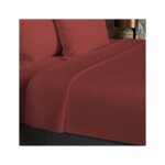 Drap plat en coton 57 fils 240x290 cm uni brique par soleil docre