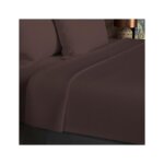 Drap plat en coton 57 fils 240x290 cm uni brun par soleil docre