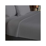 Drap plat en coton 57 fils 240x290 cm uni gris par soleil docre