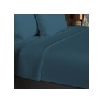 Drap plat en coton 57 fils 260x300 cm uni bleu canard par soleil docre