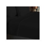 Drap plat en coton 57 fils 260x300 cm uni noir par soleil docre