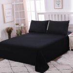 Drap plat - insfity - noir - 200 x 230 cm - 100% coton - anti - plis