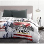 Dream in new york parure de couette microfibre - blanc - 220x240 cm