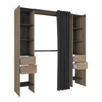 Dressing ouvert avec rideau extensible en bois imitation chêne kronberg - dr185 - bois naturel - fabriqué ... Dressing ouvert avec rideau extensible en bois imitation chêne kronberg - dr185 - bois naturel - fabriqué ...