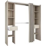 Dressing ouvert avec rideau extensible en bois imitation chêne shannon - dr186 - bois clair - fabriqué ... Dressing ouvert avec rideau extensible en bois imitation chêne shannon - dr186 - bois clair - fabriqué ...