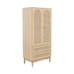 Dressing penderie d�cor bois et cannage 2 portes 1 penderie et 2 tiroirs judith