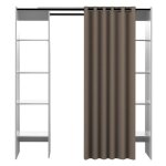 Dressing - symbiosis - tom - 2 colonnes - blanc / rideau taupe - 182 x 112 x 50 cm