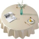 Nappe de table pvc - haopyou - ds92324 - ronde - anti tache - beige