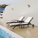 Ensemble de chaises longues - noir - 2 chaises + table - dossier rglable - housses lavables - roulettes ...