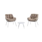 Salon de jardin 2 places acier trait� �poxy paopao beige et blanc - hesp�ride