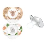 Duo sucettes physiologiques antilope / rhinocros 6 - 18 mois avec anneau?