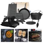 Dutch oven set 12 pices dans une bote en bois four nerlandais beaucoup daccessoires plaque de barbecue ...