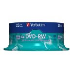 Dvd - rw verbatim 4. 7 go (120 min) 4x - 25 supports - argent mat - spindle