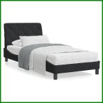 Dxbk cadre de lit avec t�te de lit noir 90x190 cm velours 3207895