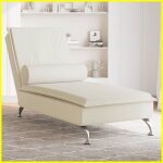 Dxbk chaise longue de massage avec traversin crme velours 379457