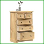 Commode - v bestlife - corona - bois massif de pin - 5 tiroirs - 80x43x114 cm