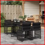 Dxbk ensemble � manger de jardin coussins 5pcs noir r�sine tress�e 3211615