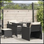 Dxbk salon de jardin 4 pcs avec coussins noir r�sine tress�e 366358