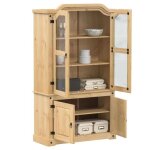Vitrine en verre - v bestlife - corona - bois de pin massif - 2 portes - 180 cm Vitrine en verre - v bestlife - corona - bois de pin massif - 2 portes - 180 cm