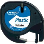 Dymo letratag rubans plastique (12mm x 4m) noir / blanc