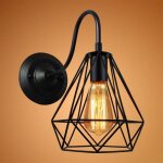 E27 applique murale industrielle abat - jour cage noir vintage luminaire mtal rtro design suspension ...