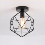 E27 plafonnier lustre en métal fil noir cage rétro industriel suspension luminaire style simple pour ... E27 plafonnier lustre en métal fil noir cage rétro industriel suspension luminaire style simple pour ...