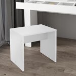 Ecd germany tabouret de coiffeuse blanc 40x36x41cm banquette en bois coussin rembourr revtement en ...