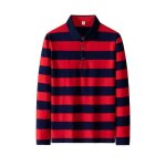 Ecelen polo  rayures pour hommes t - shirt  manches longues