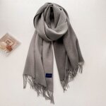 Écharpe bicolore imitation cachemire vitata - mode féminine simple - gris - 65x190cm Écharpe bicolore imitation cachemire vitata - mode féminine simple - gris - 65x190cm
