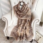 Echarpe en cachemire châle automne hiver écharpe thermique imprimée à franges 70x180cm kaki Echarpe en cachemire châle automne hiver écharpe thermique imprimée à franges 70x180cm kaki