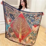 charpe carre lgante en soie imprime all match pour femme printemps t foulard en soie imitation ...