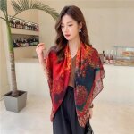 Écharpe carrée élégante en soie imprimée - vitata - rouge - 110x110cm - femme - printemps / Été - fashion ... Écharpe carrée élégante en soie imprimée - vitata - rouge - 110x110cm - femme - printemps / Été - fashion ...