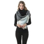 charpe chale femme - chaud automne / hiver - grand plaid tissu glands foulard - blanc / gris