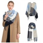 charpe femme carreaux foulard chle douce dhiver femme chaude longue charpe multicolore marine