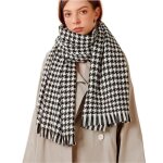 Echarpe femmechaleur charpe chale femme automne et hivermotif pied - de - poule charpe femme casual ...