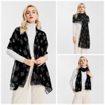 charpe pour femme foulards etole en mousseline de soie pour femme de pour mariage long chle noir