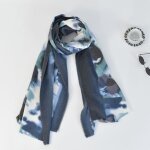 Echarpe femme - hiver chaude - imprime - simili laine - 65 x 190 cm bleu