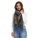 charpe longue bicolore et douce dote de franges. pour femme - foulards charpes - la modeuse